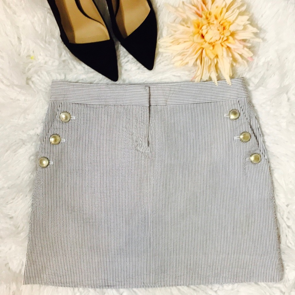J.Crew Navy Blue & White Stripe Skirt - Picture 1 of 4
